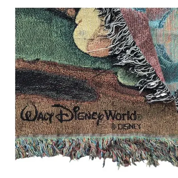 Disney World Mickey & Minnie Picnic Tapestry Throw Blanket 60x50 Vintage - Picture 3 of 10